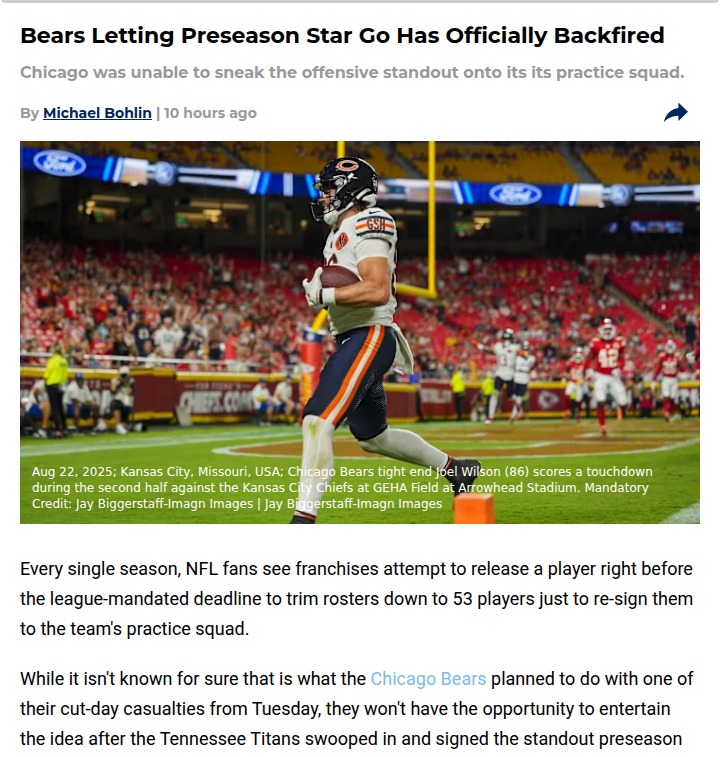 Bears Lose Rising TE to Titans—Did We Blow It?