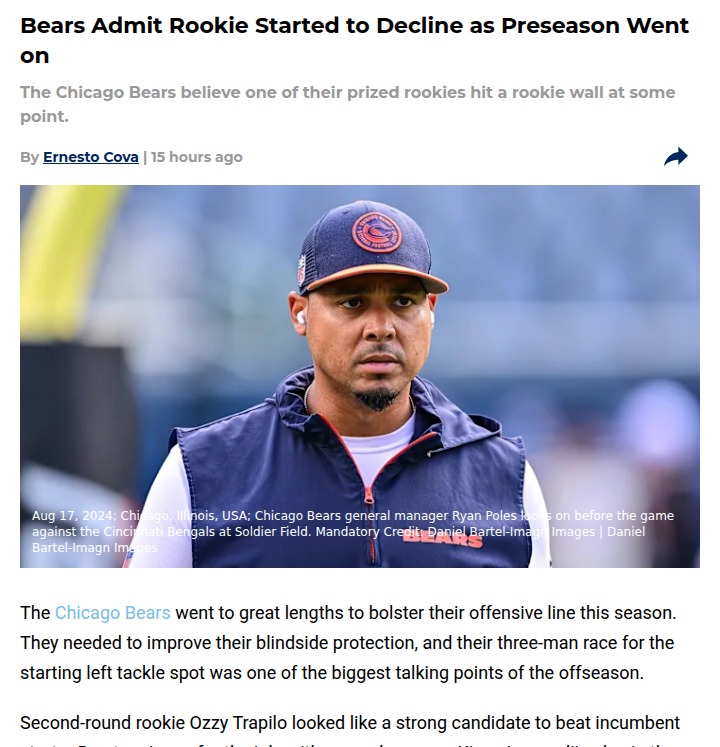 Rookie struggles shake up Bears’ O-line plans