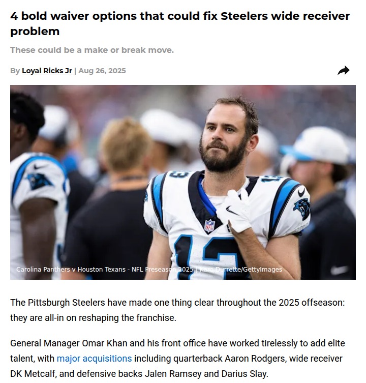 Steelers’ WR depth: Which veteran fits best?
