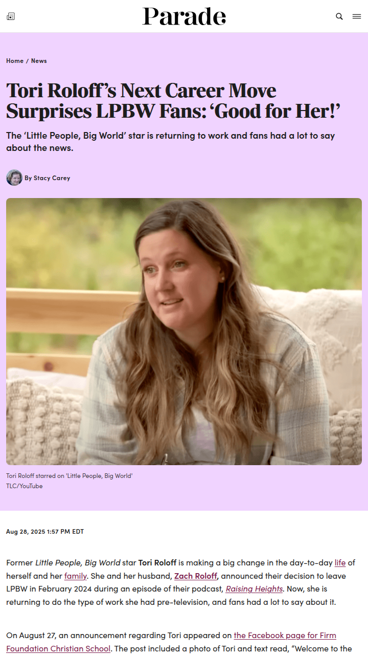 Tori Roloff’s new chapter: Back to teaching!