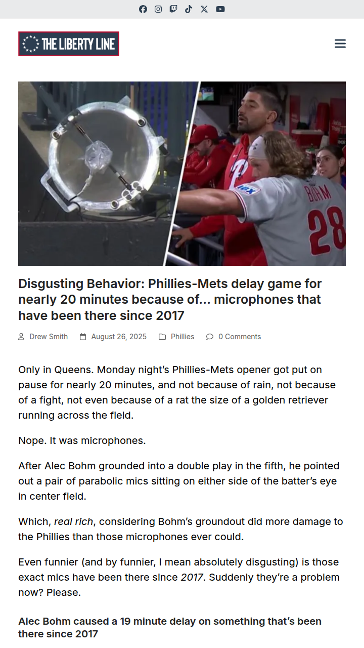 Phillies-Mets game delayed by mics, not rain