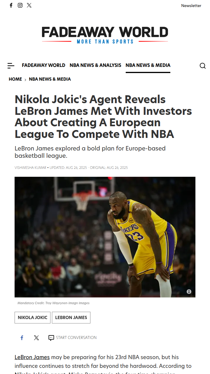 King James Plots NBA Rival in Europe?