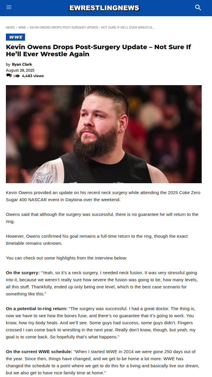 KO’s Uncertain Road Back: Will He Wrestle Again?