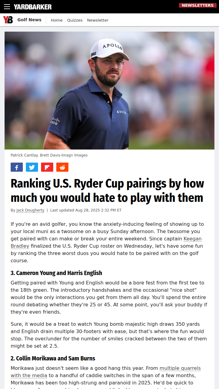 Who’s the Worst Ryder Cup Pairing to Play With?