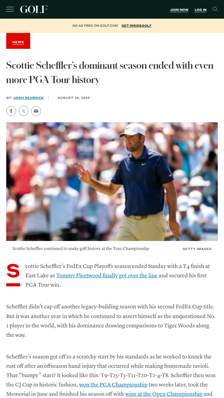 Scheffler’s Historic Streak: Is He the New Tiger?