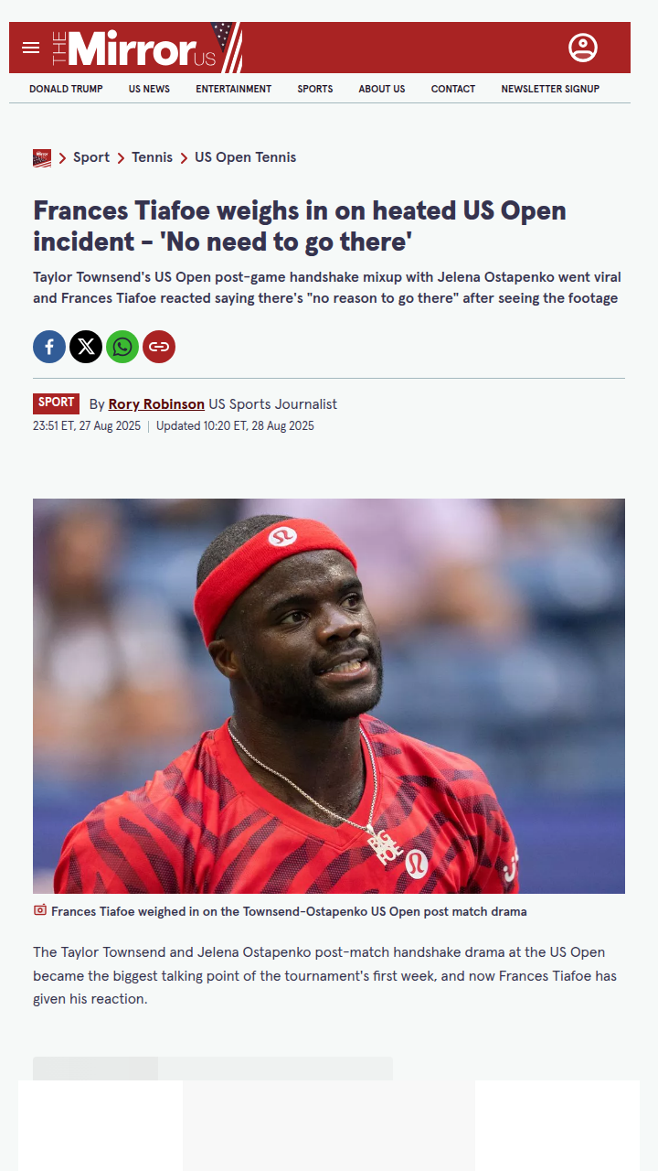 Townsend vs Ostapenko: US Open Handshake Sparks Drama