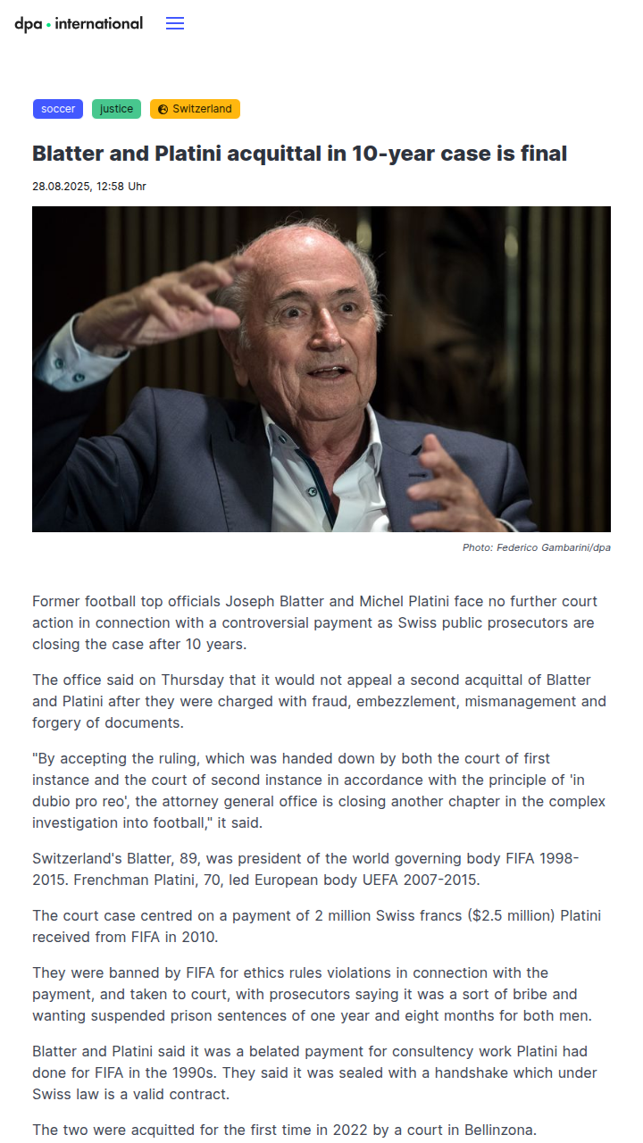 Blatter & Platini: The Final Whistle on Scandal