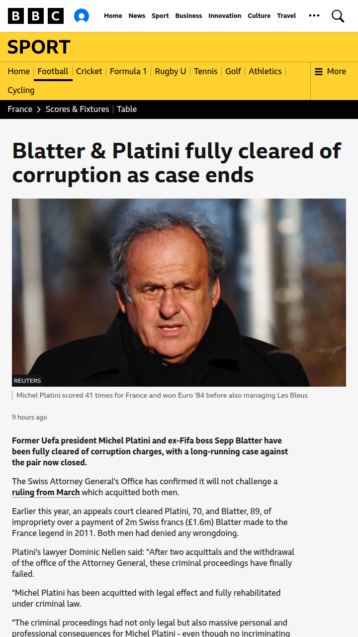 Blatter & Platini: Cleared After 10-Year Saga