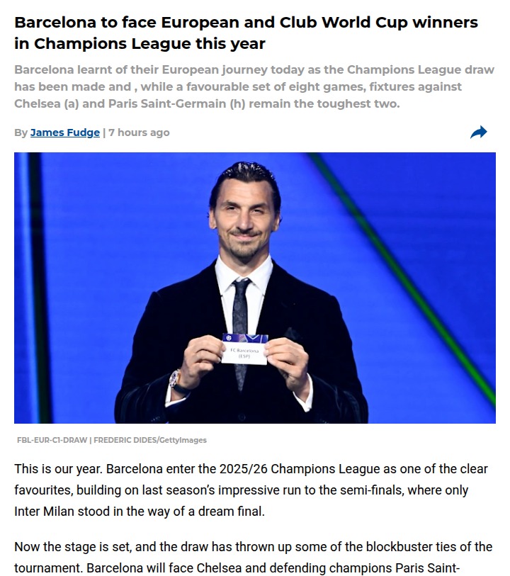 Champions League Draw: Barça’s Group of Death!