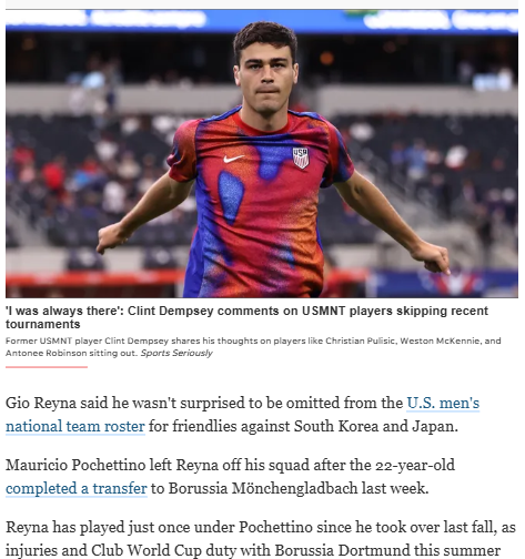 Reyna’s USMNT Snub: No Surprise for ‘The Kid’