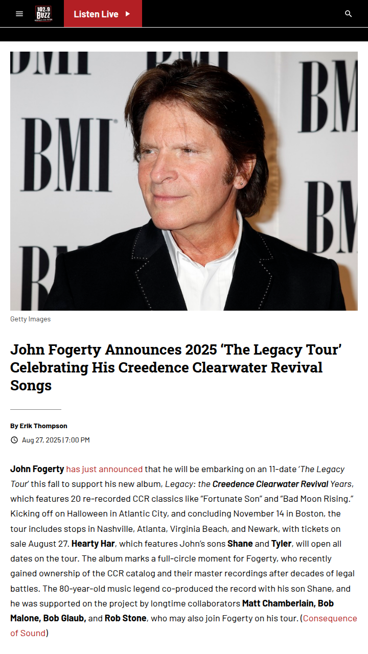 Fogerty’s Sons Join His CCR Tour?! 🎸