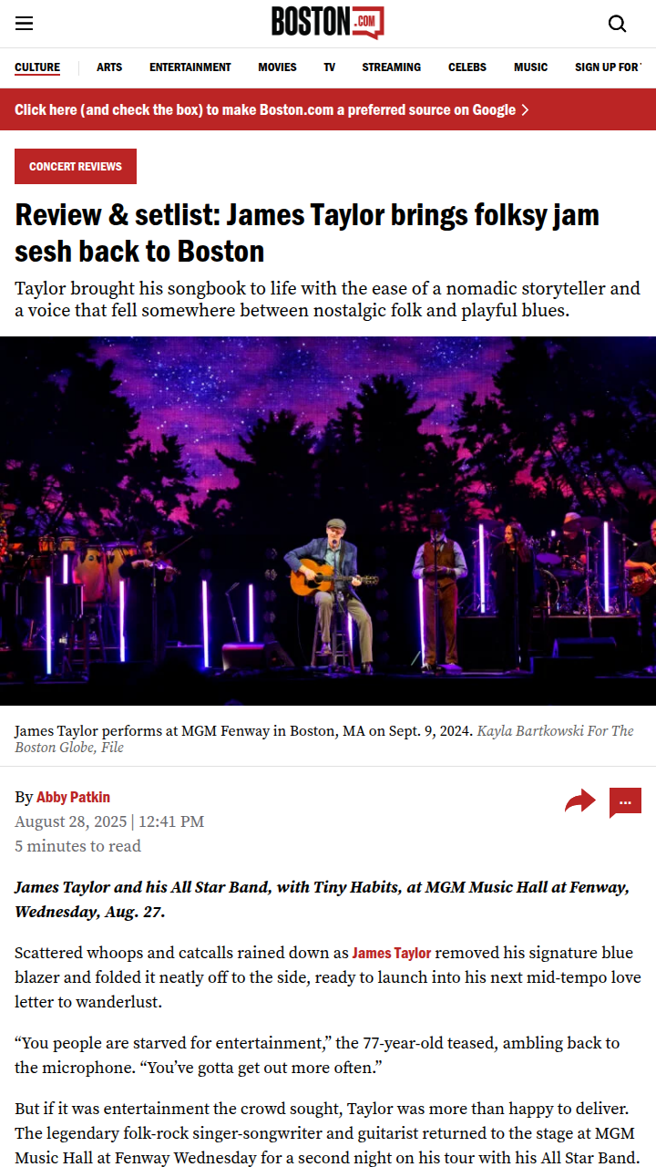 James Taylor’s Boston homecoming: Pure magic