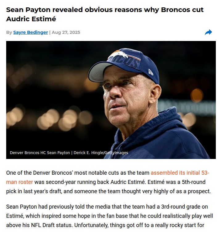 Broncos RB Room Shakeup: Estimé Out, Badie In