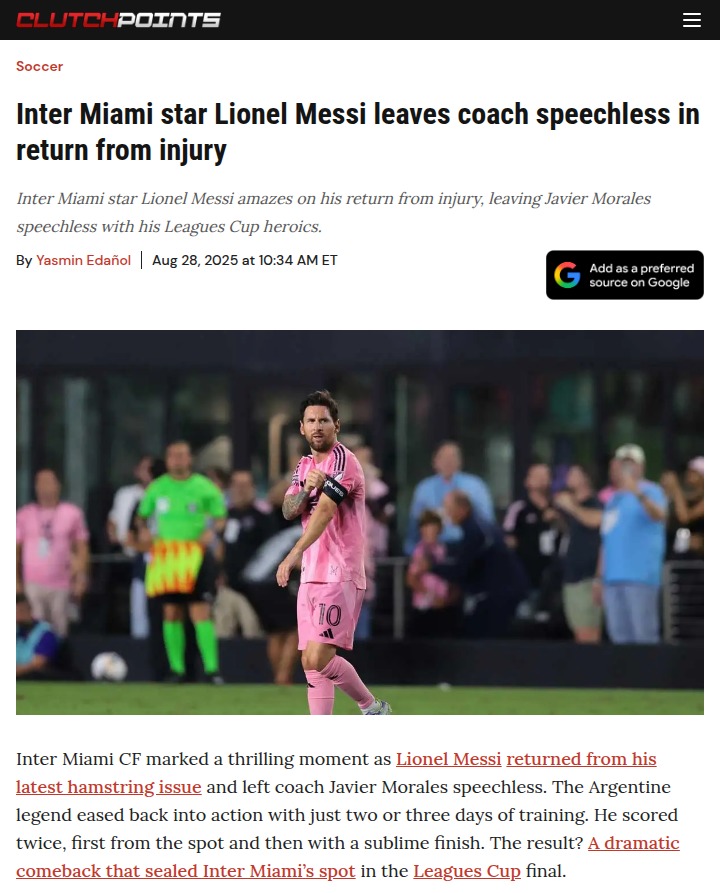 Messi’s magic lifts Inter Miami to Leagues Cup final
