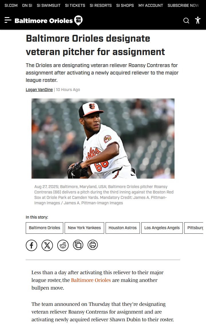 Orioles shake up bullpen after Contreras debut