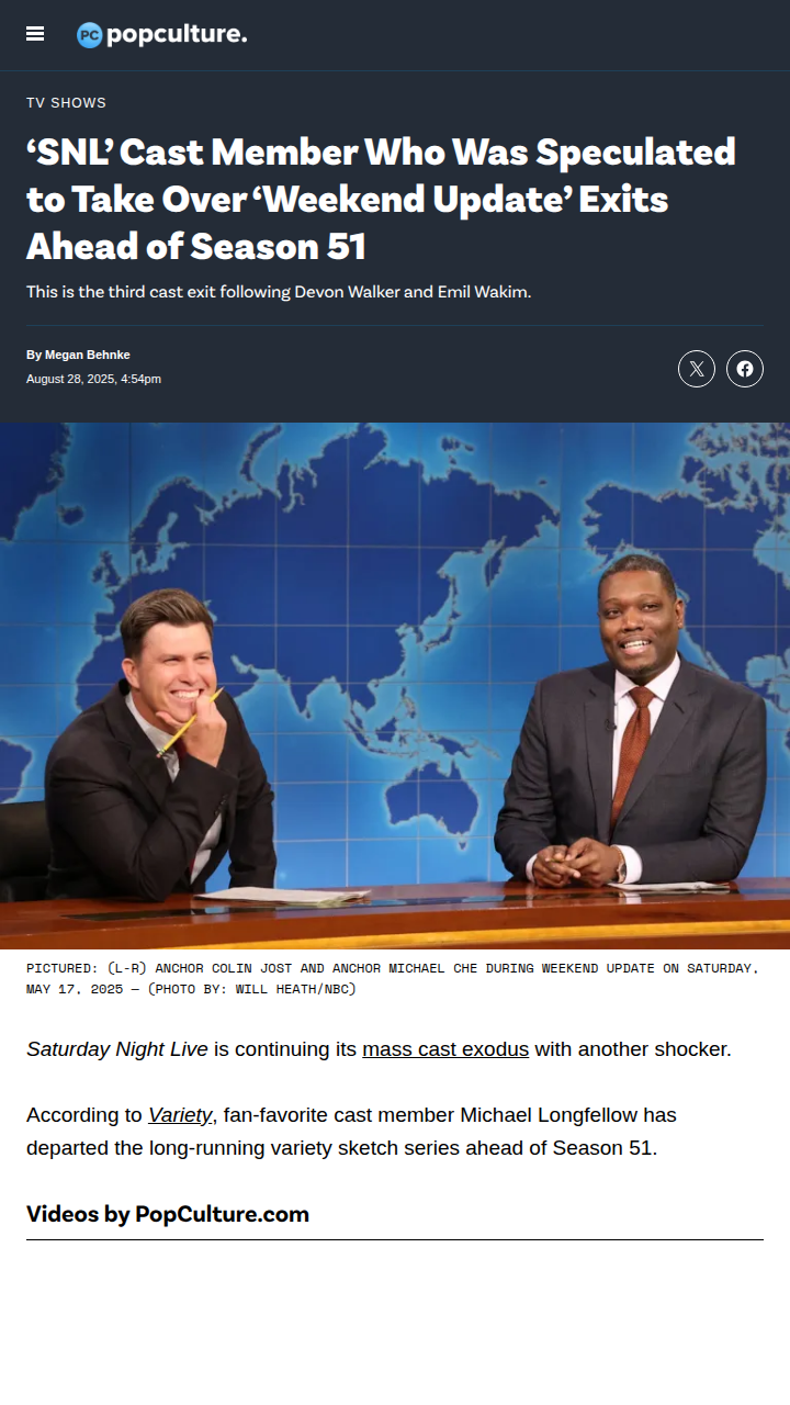 Weekend Update Shock: Longfellow Out! 😱
