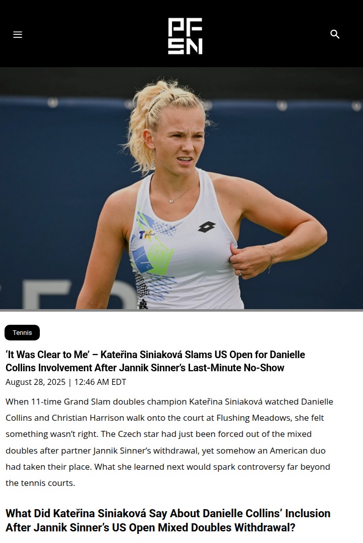 US Open Mixed Doubles Drama: Siniaková Calls Out Collins-Harrison Pick