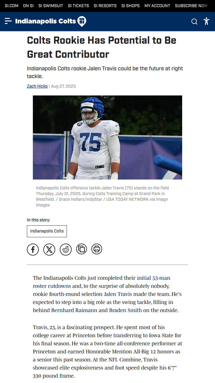 Colts rookie Jalen Travis turning heads