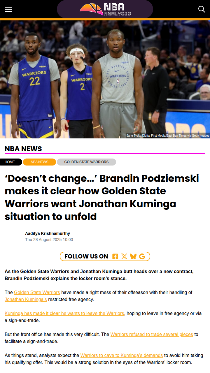 Warriors Locker Room Rallies for JK’s Return