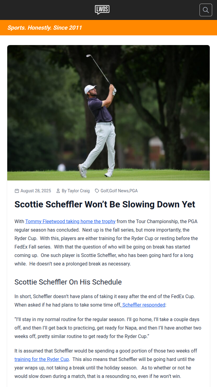 Scheffler’s Relentless Grind: No Breaks Before Ryder Cup