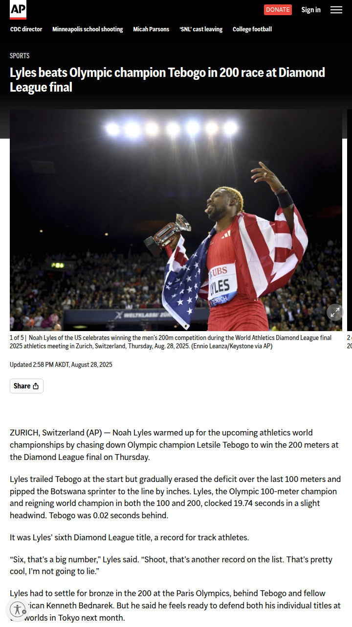 Lyles Edges Tebogo in 200m Thriller!