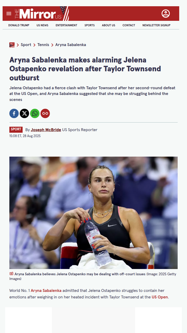 Ostapenko vs Townsend: US Open Drama Explodes