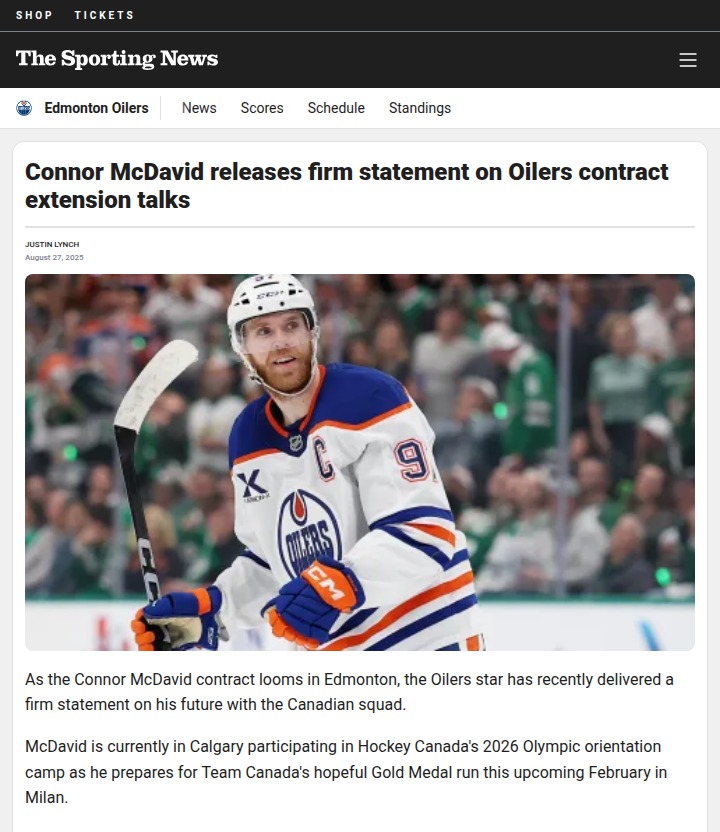 McDavid Drops Hint on Oilers Future