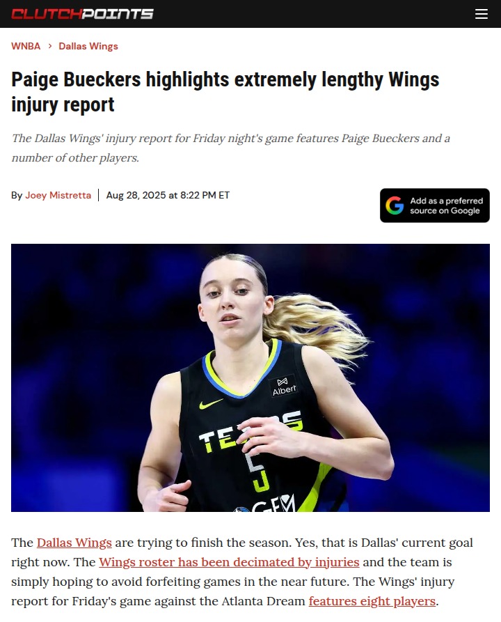 Dallas Wings face crisis with massive injury list