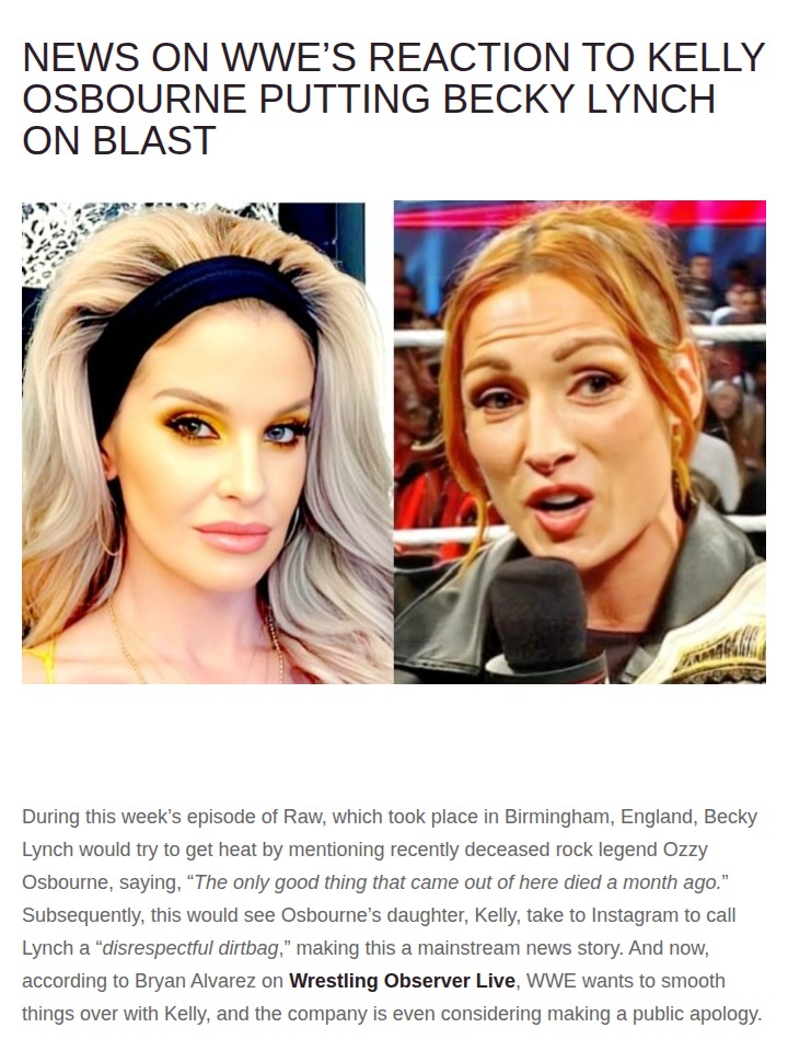 Becky Lynch Sparks Osbourne Family Feud
