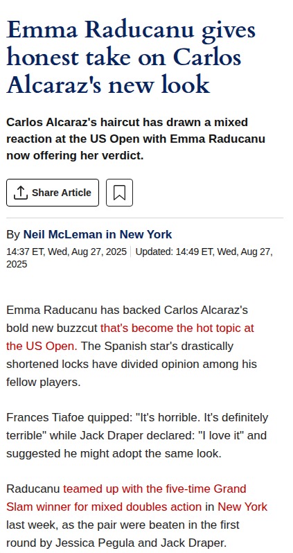 Alcaraz's Buzzcut Sparks US Open Debate