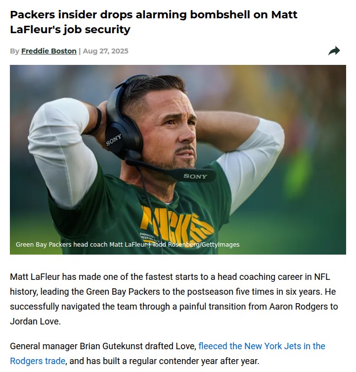 Packers leadership drama: LaFleur’s job on the line?