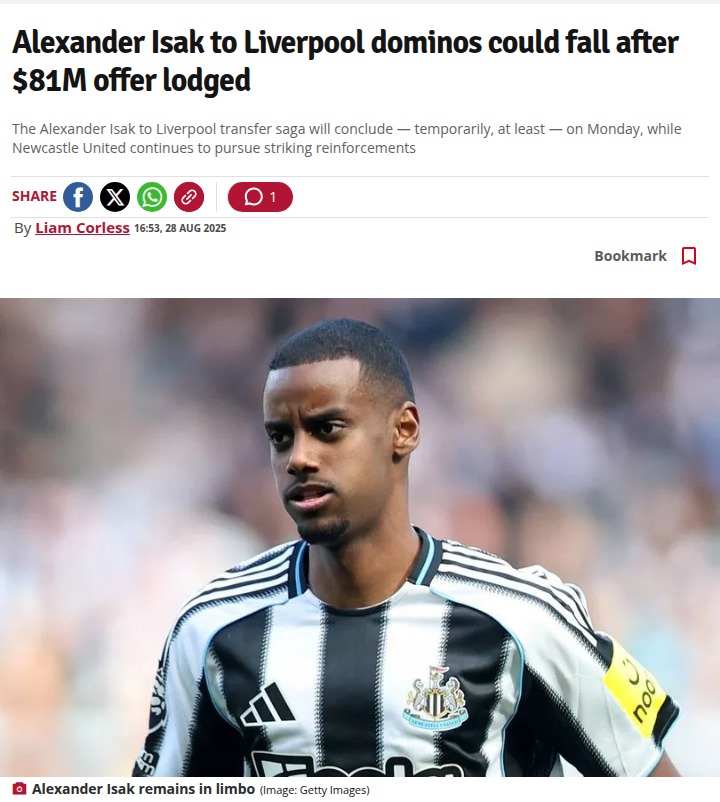 Magpies’ Striker Shuffle: Isak to Liverpool?