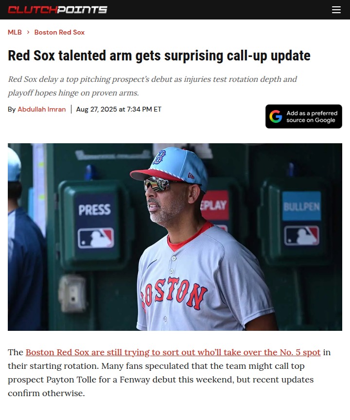 Red Sox fans buzzing over Tolle’s delayed debut