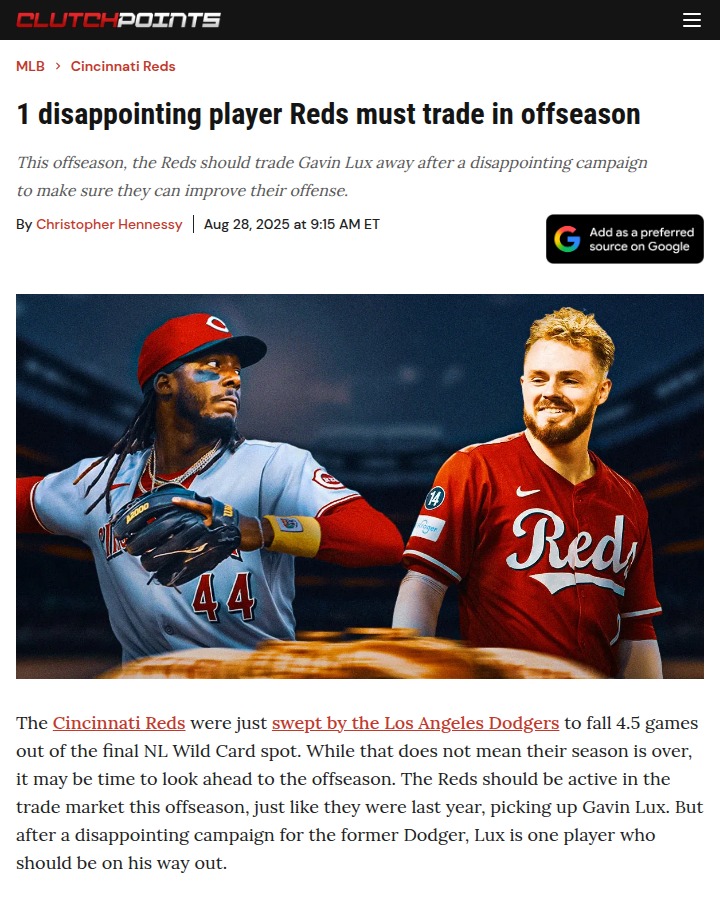 Why the Reds must move on from Gavin Lux