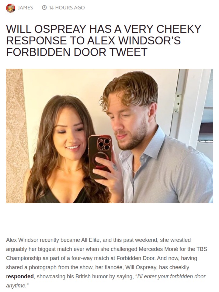 Ospreay’s Cheeky Nod at Windsor’s Forbidden Door