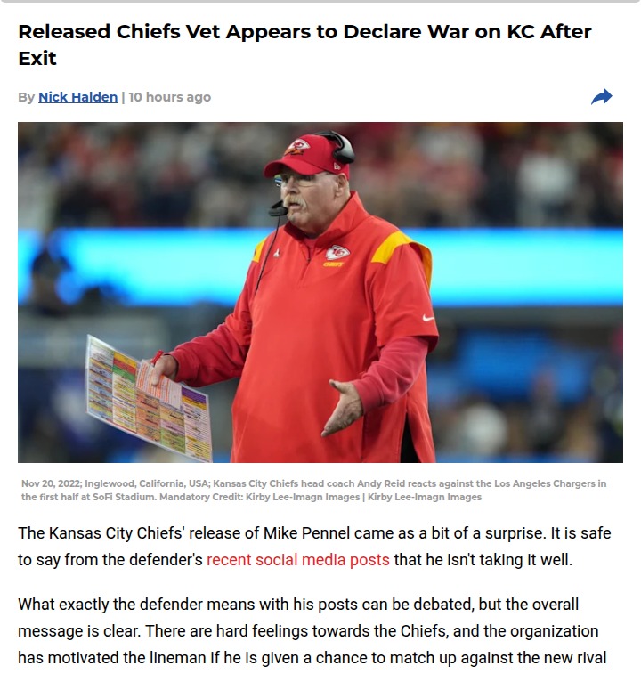 Chiefs vet’s dramatic exit stirs up KC
