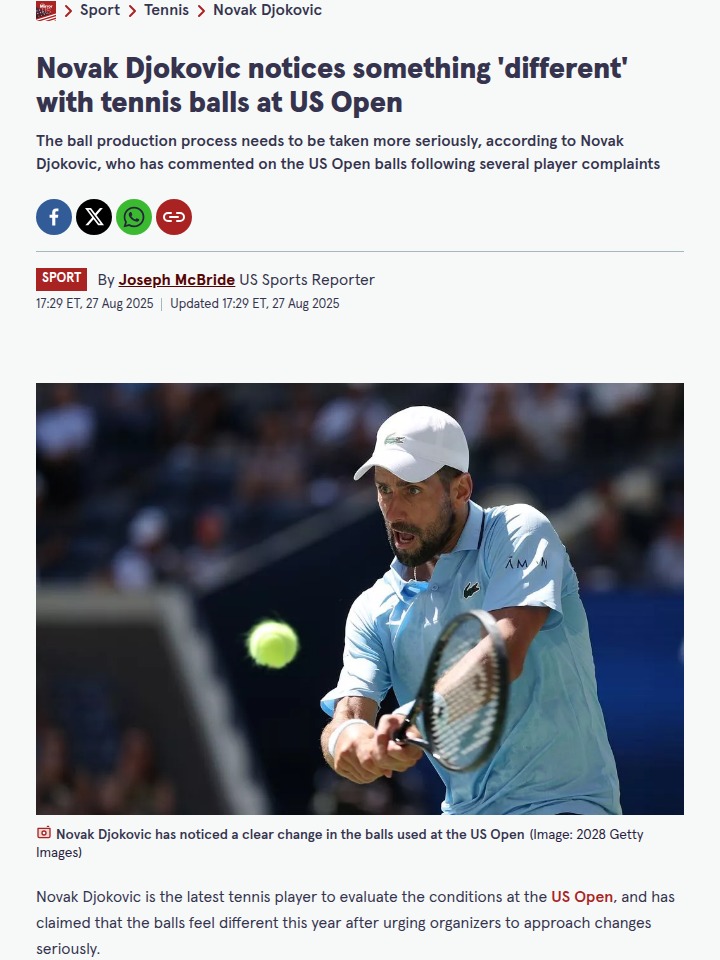 Djokovic Calls Out US Open Ball Changes