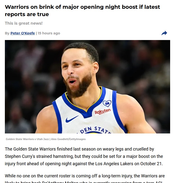 Dubs Eye Melton’s Comeback vs Lakers