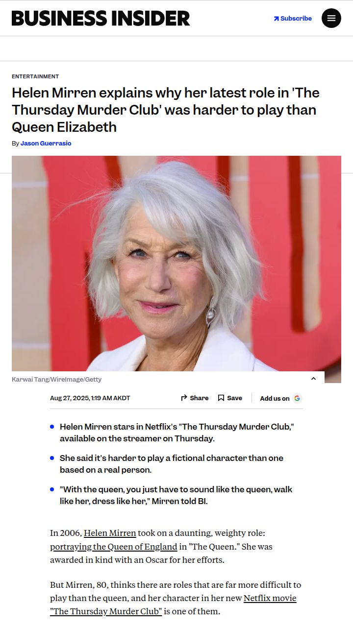 Helen Mirren Spills on Her Toughest Role Yet! 🎭