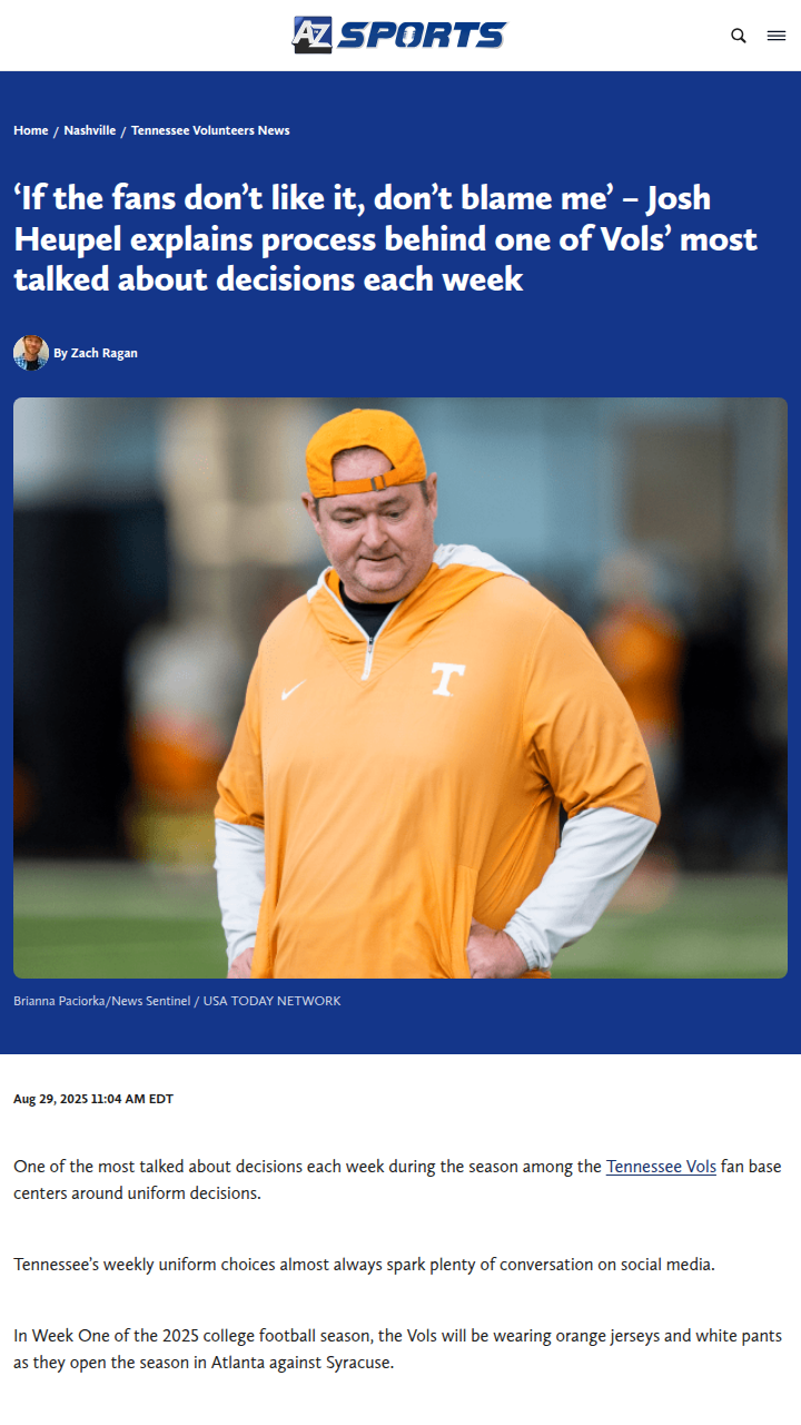 Why Vols’ uniforms are a player-powered choice