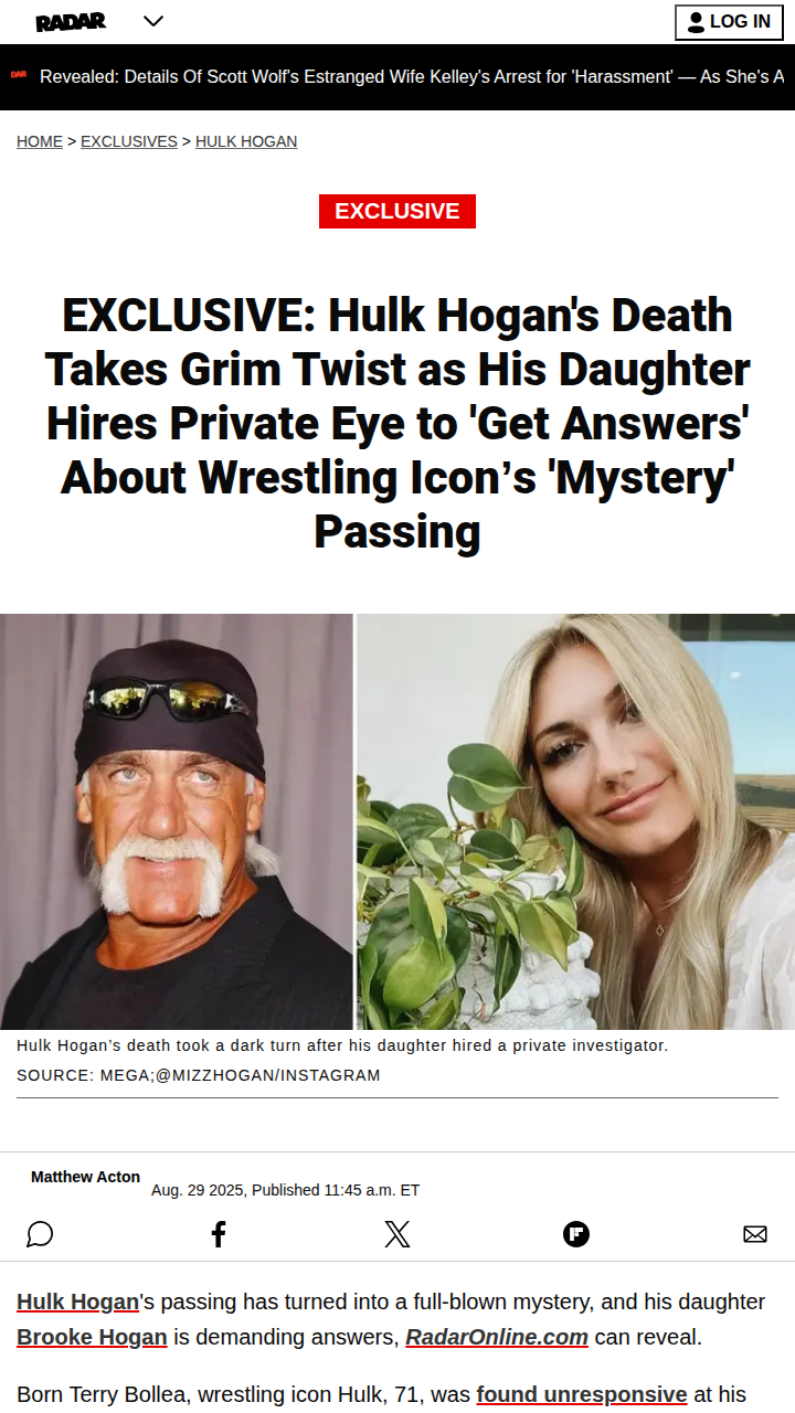 Hulk Hogan’s death shrouded in mystery