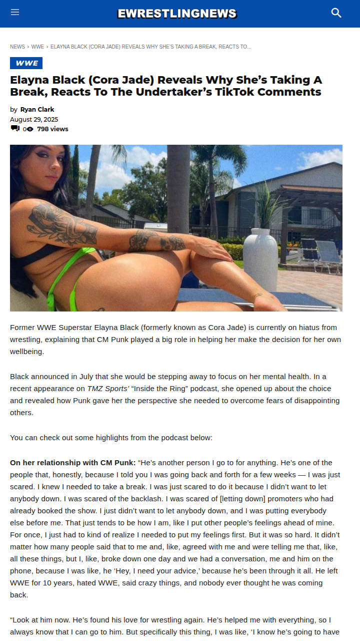 Cora Jade Opens Up: CM Punk’s Advice & Taker’s TikTok Take