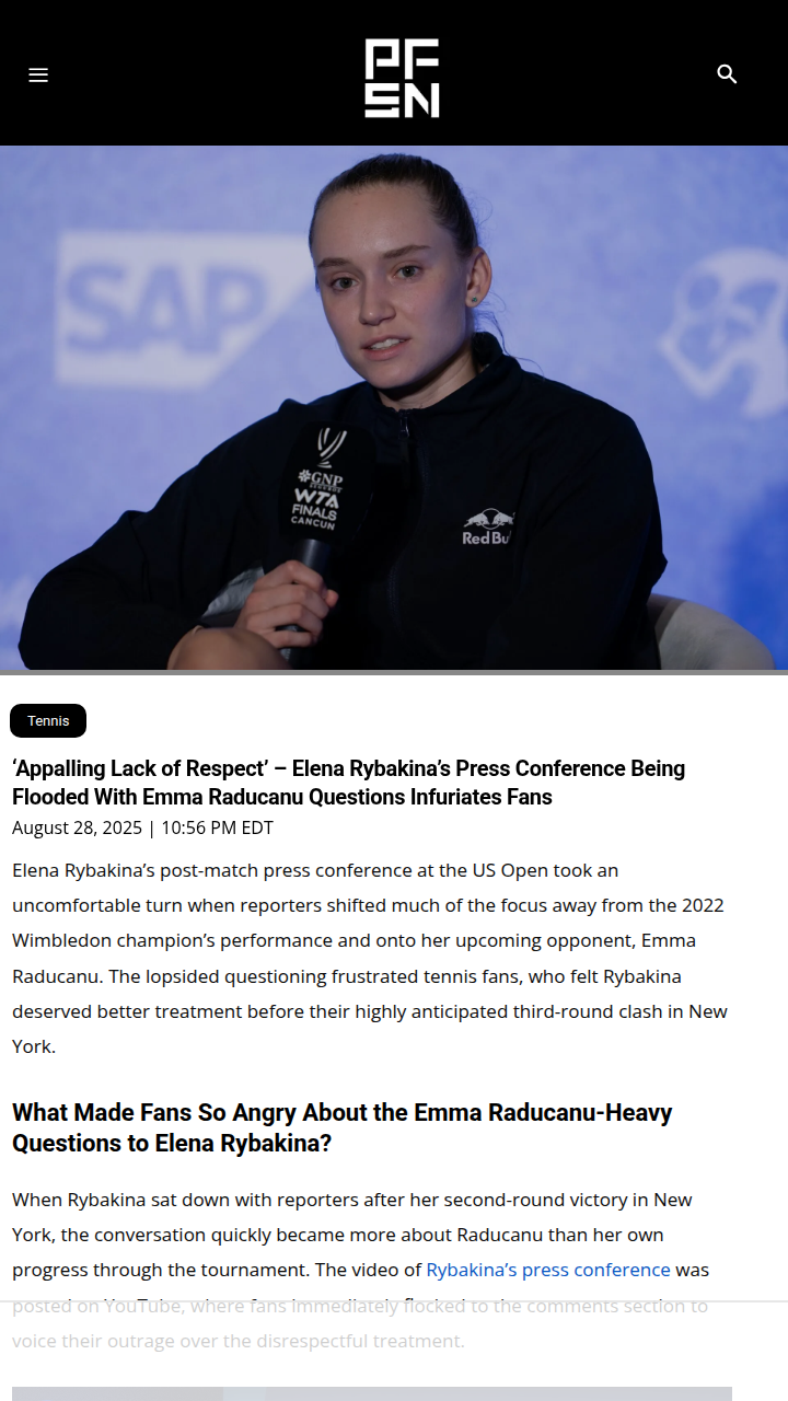 US Open Press Turns Cold on Rybakina