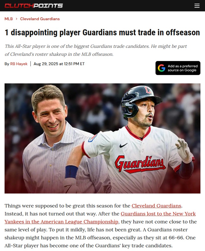 Should the Guardians trade Steven Kwan?