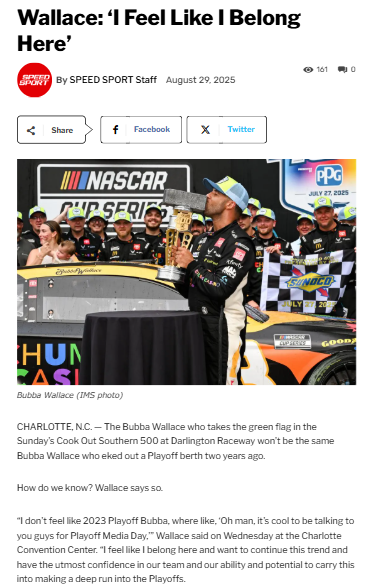 Bubba Wallace’s confidence could shake up NASCAR playoffs