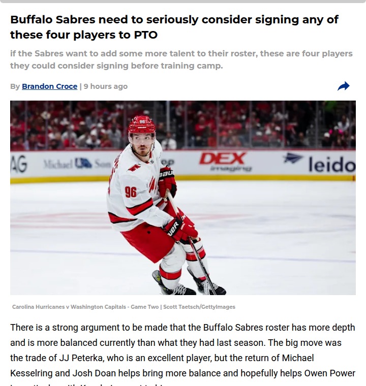 Sabres could shake up roster with these PTO signings
