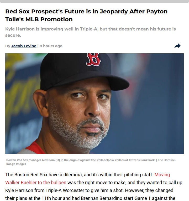 Tolle's Call-Up Puts Harrison's Sox Future at Risk