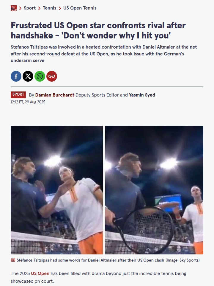 US Open Drama: Tsitsipas vs Altmaier Net Clash