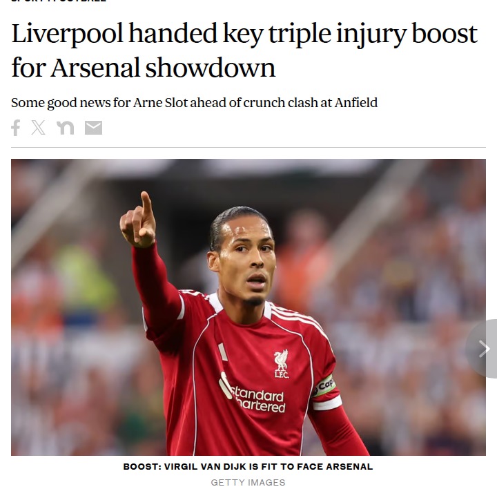 Big Virg Back for Arsenal Clash! Injury Updates