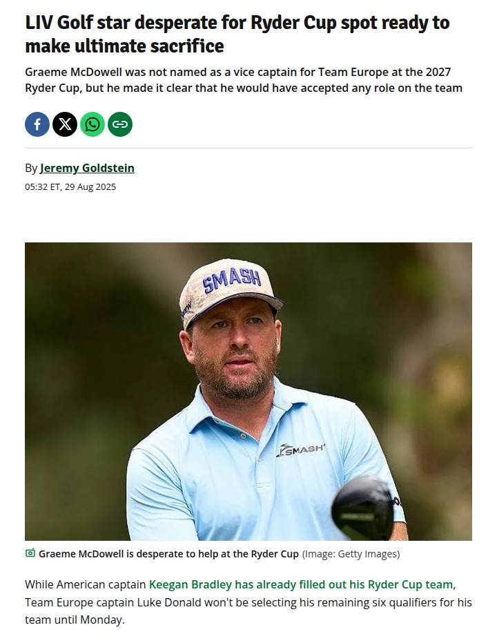 LIV Golf Star McDowell's Ryder Cup Plea